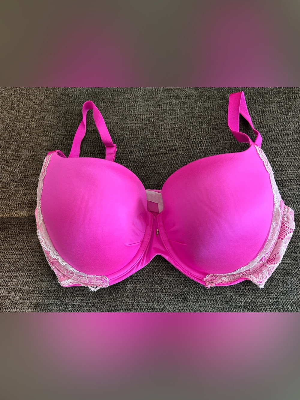 Victoria's Secret Hot Pink Lace-Trim Push-Up Bra
